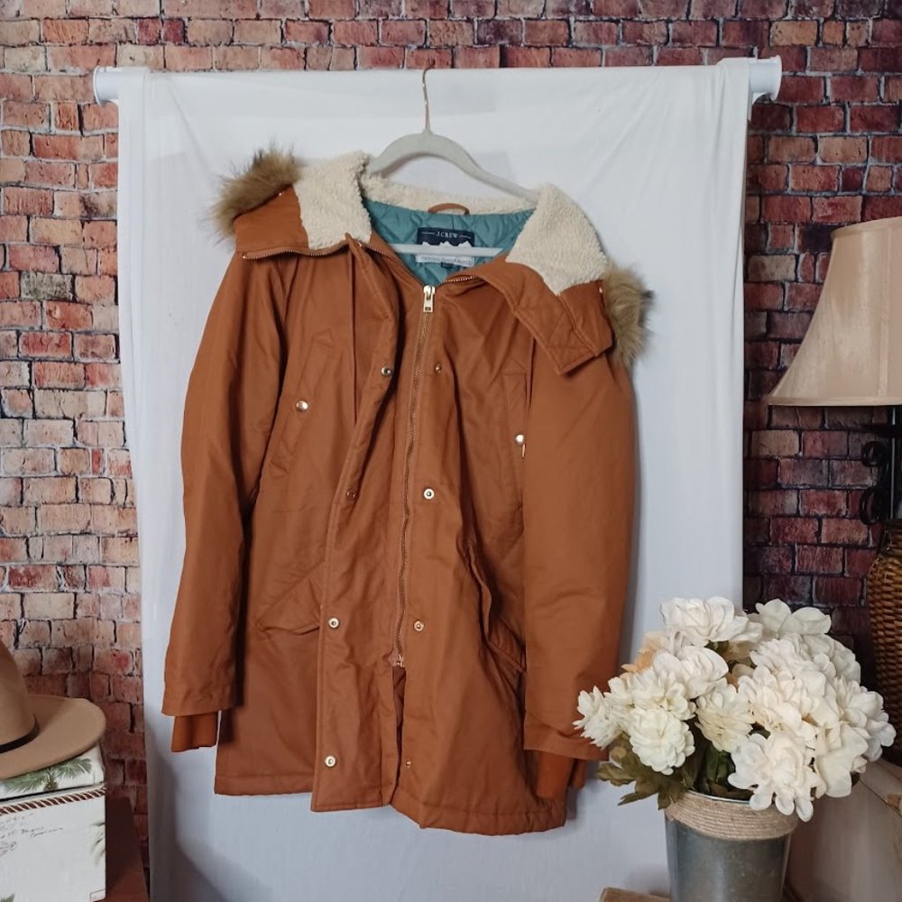 J. Crew Brown Parka with Removable Hood - Size L